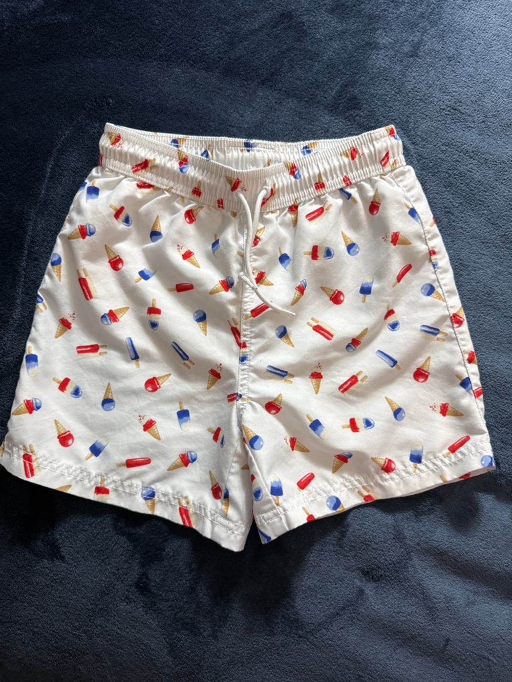 Janie and Jack White Swim Trunks with Red, White & Blue Popsicle Print Size 7